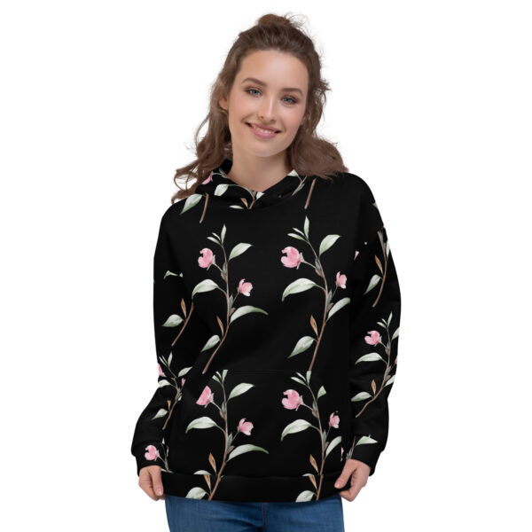 Floral Hoodie Womens 01 Vibrant Design - Image 2